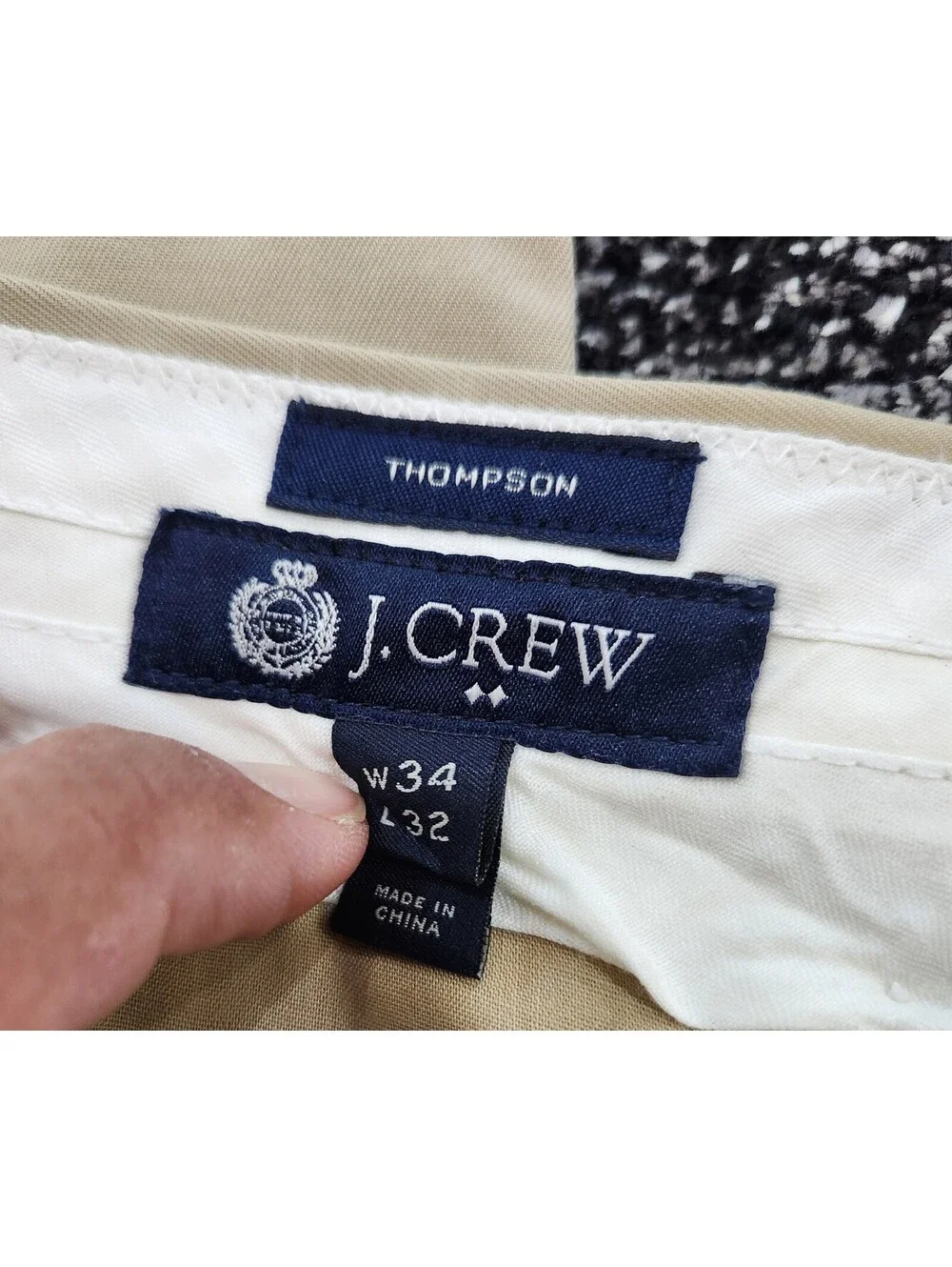J.Crew Thompson Mens 34x32 Beige Khaki Chinos Cotton Blend Stretch Dress Pants